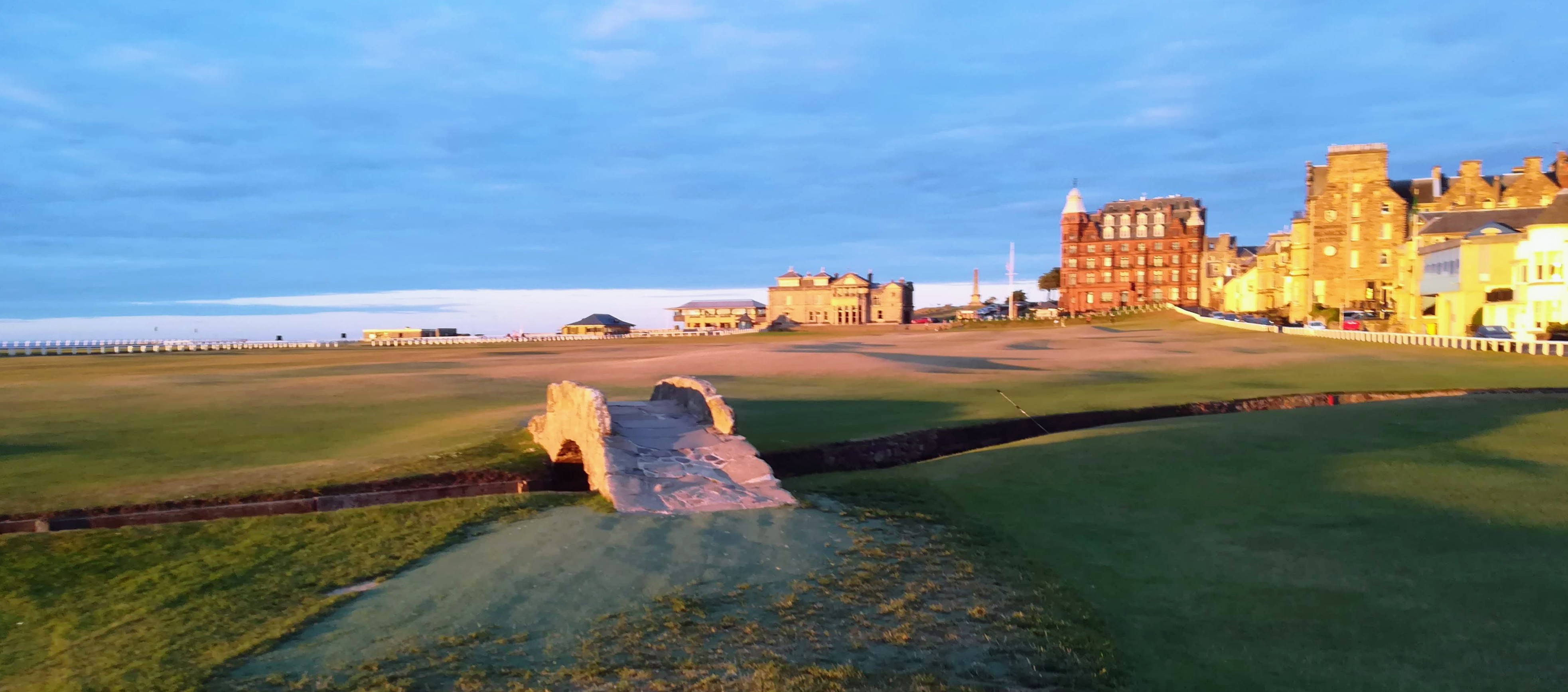 Golfer's Bridge Old Course at sunset